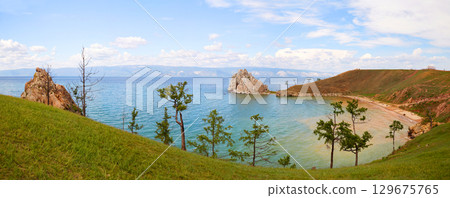 Lake Baikal, Olkhon Island in summer. Lake Baikal, Olkhon Island in summer. 129675765