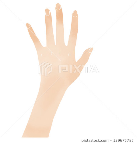 Watercolor style simple open hand illustration material 129675785