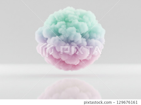 Abstract Pastel Color Smoke Cloud Sphere, 3D Render 129676161