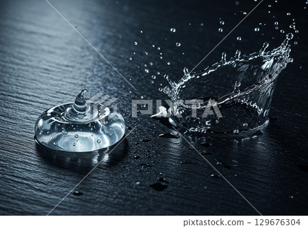 Water Droplet Impact and Gel Splash 129676304