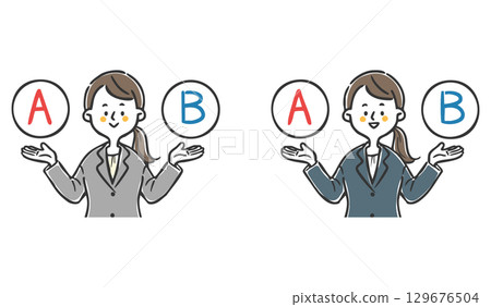 Choices A and B Businesswoman Upper Body Vector Choices A and B Businesswoman Upper Body Vector 129676504
