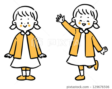 女孩全身向量（橘色） 129676506