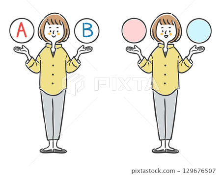 Choices A and B Woman Full Body Vector Choices A and B Woman Full Body Vector 129676507