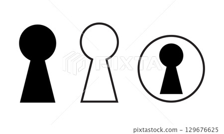 Keyhole icon graphic. Simple Black Keyhole Icon Against White Background. Keyhole icon graphic. Simple Black Keyhole Icon Against White Background. 129676625