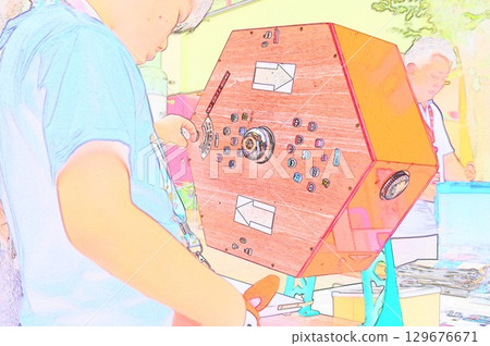 Illustration CG image Showa Metro Garapon Rotating Lottery Machine 1 129676671