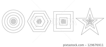 Golden ratio template. Circle, Polygon, Square and Star shapes outline a collection of harmony proportion vector. Golden ratio template. Circle, Polygon, Square and Star shapes outline a collection of harmony proportion vector. 129676911