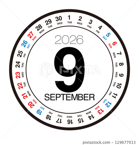 September 2026 circular calendar 129677013