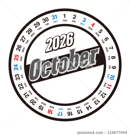 2026 年 10 月圓形日曆未列出日本假日 2026 年 10 月圓形日曆未列出日本假日 129677049