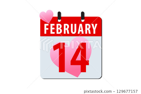 Valentine's Day Calendar: February 14th. February 14th Calendar Icons. 129677157