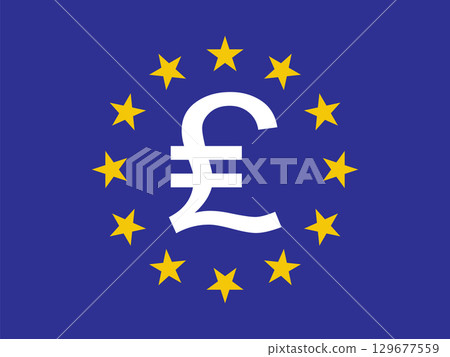 Euro symbol on the European Union Flag, representing currency and union. Euro symbol on the European Union Flag, representing currency and union. 129677559