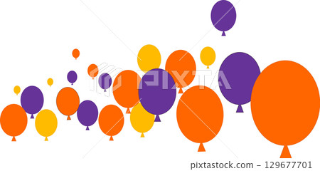 Colorful balloon illustration, balloon background, three-color scheme, for bottom placement 129677701