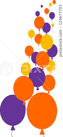 Colorful balloon illustration, balloon background, three-color scheme, for right-side placement 129677703