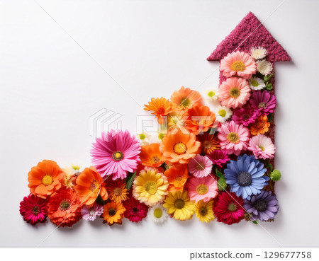 由五彩繽紛的花朵製成的長條圖 由五彩繽紛的花朵製成的長條圖 129677758