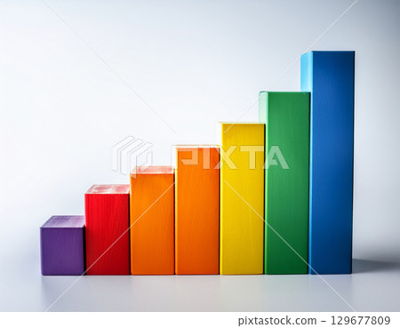 A bar graph made of colorful building blocks A bar graph made of colorful building blocks 129677809