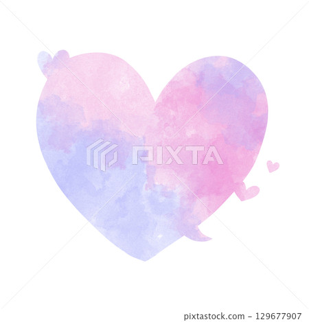 Watercolor heart speech bubble purple and pink with small hearts Watercolor heart speech bubble purple and pink with small hearts 129677907