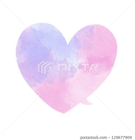 Heart watercolor speech bubble purple and pink Heart watercolor speech bubble purple and pink 129677909