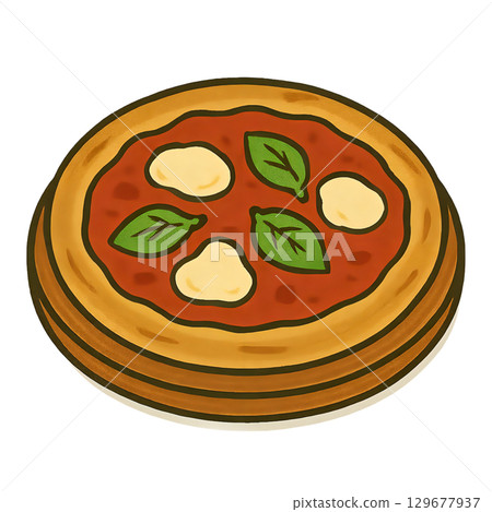 Hand-drawn delicious pizza cutout illustration 129677937