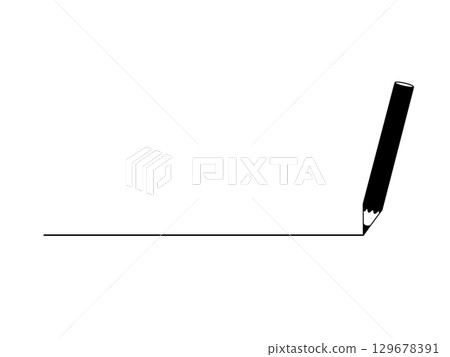 Black line and black pencil illustration for heading Black line and black pencil illustration for heading 129678391
