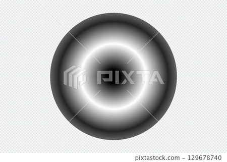 Abstract graduated circle graphic with transparent background. 129678740