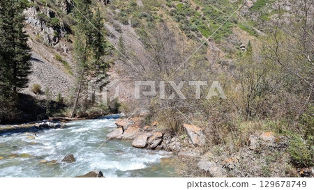 Amazing View Of The River In The Mountains Amazing View Of The River In The Mountains 129678749