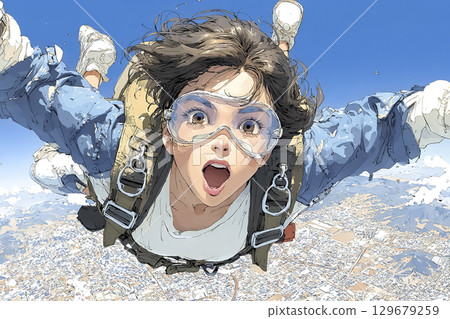 Skydiving illustration material 129679259