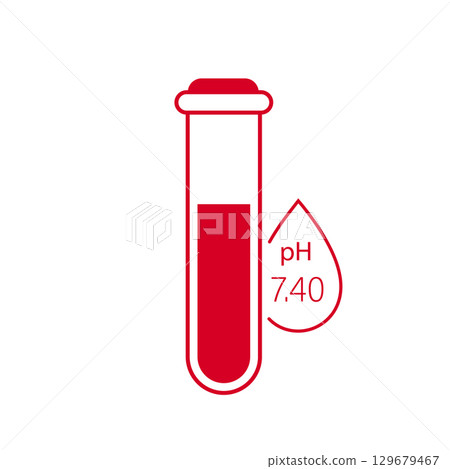 Ph blood icon. Normal human blood ph Level. Health care concept. Flat Vector illustration Ph blood icon. Normal human blood ph Level. Health care concept. Flat Vector illustration 129679467