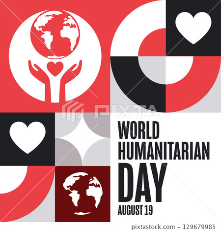 World Humanitarian Day. August 19. Holiday concept. Template for background, banner, card, poster World Humanitarian Day. August 19. Holiday concept. Template for background, banner, card, poster 129679985