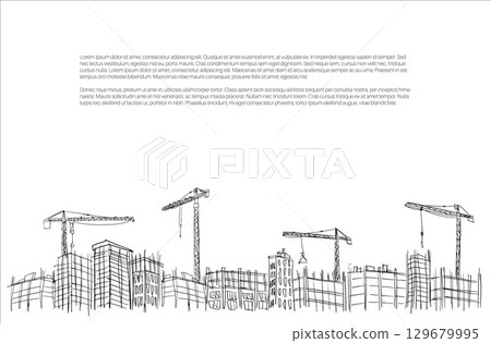 Building crane sketch Building crane sketch 129679995