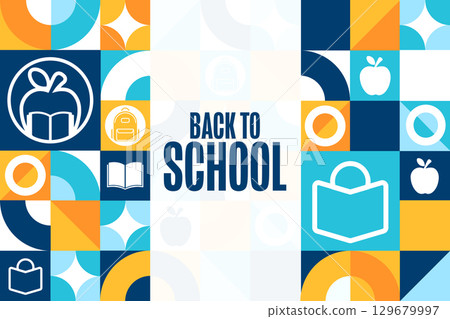Back to School. Template for background, banner, card, poster with text. Vector EPS10 illustration. 129679997
