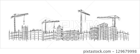 Building crane sketch 129679998