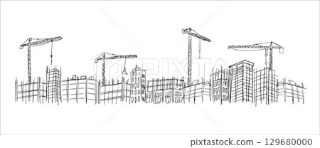 Building crane sketch Building crane sketch 129680000