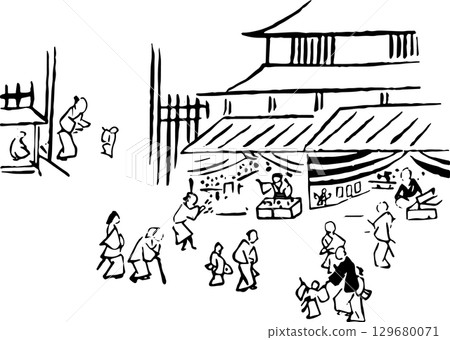 A bustling market A bustling market 129680071