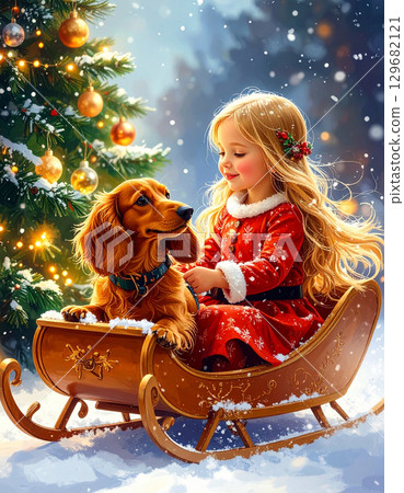 Dachshund and child 129682121