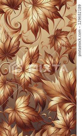 [For smartphone wallpaper] Elegant texture of fallen leaves 129682189