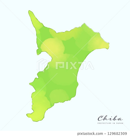 千葉縣水彩地圖。日本47個都道府縣地圖系列的一部分。 129682309