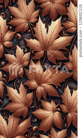 [適合智慧型手機桌布] 現代秋葉圖案 129682318