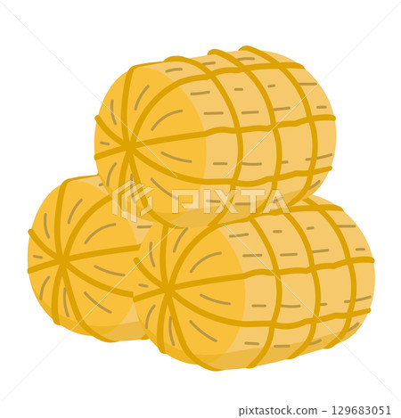 A simple illustration of three stacked rice bales A simple illustration of three stacked rice bales 129683051