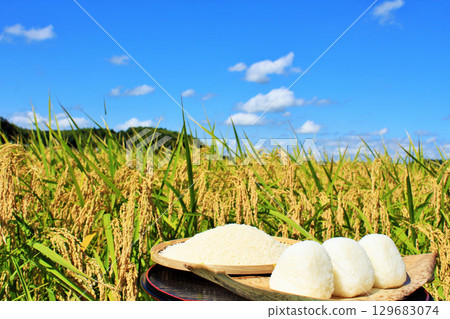 秋天米領域和碗米飯糰 129683074
