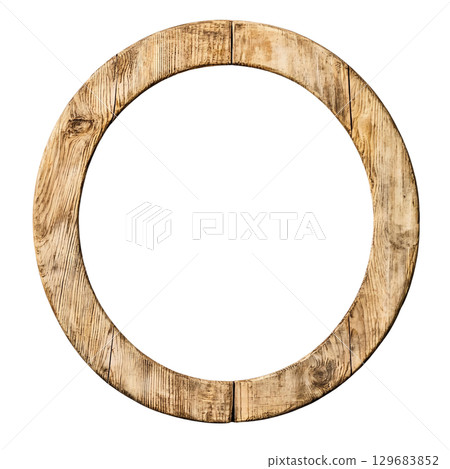 rustic wooden round frame with natural finish, perfect for decor 129683852