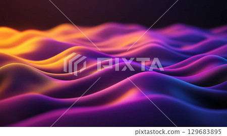 Abstract background Vibrant waves of rich purple and gold create stunning visual effect, evoking sense of depth and fluidity in this abstract design 129683895