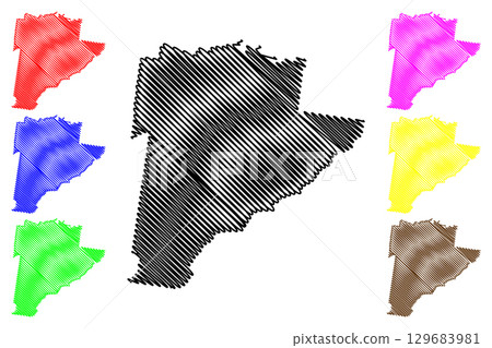Surf Coast Shire (Commonwealth of Australia, Victoria state, Vic) map vector illustration, scribble sketch Surf Coast map Surf Coast Shire (Commonwealth of Australia, Victoria state, Vic) map vector illustration, scribble sketch Surf Coast map 129683981