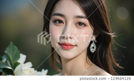Beautiful woman portrait 129684126