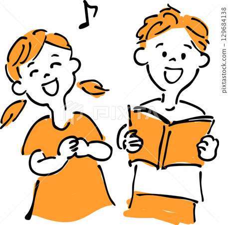 孩子們開心地唱歌 129684138