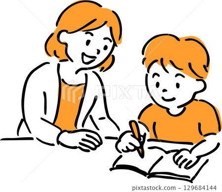 老師和孩子在教學 129684144