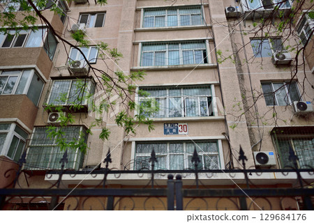 Residential apartment building in Dongzhimen area of central Beijing, China 129684176