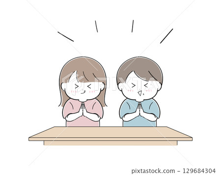 Children's illustration of "Thank you for the meal" 129684304