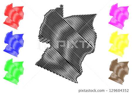 Serra do Ramalho municipality (Bahia state, Municipalities of Brazil, Federative Republic of Brazil) map vector illustration, scribble sketch Serra do Ramalho map 129684352