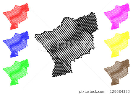 Serrinha municipality (Bahia state, Municipalities of Brazil, Federative Republic of Brazil) map vector illustration, scribble sketch Serrinha map 129684353