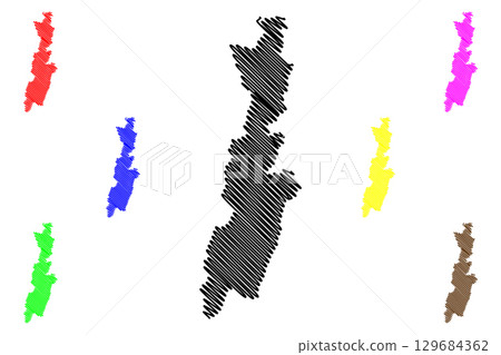 Ubata municipality (Bahia state, Municipalities of Brazil, Federative Republic of Brazil) map vector illustration, scribble sketch Ubata map 129684362