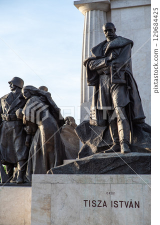 Tisza Istvan statue monument dedicated to former Prime Minister of Hungary in Budapest, Hungary 129684425